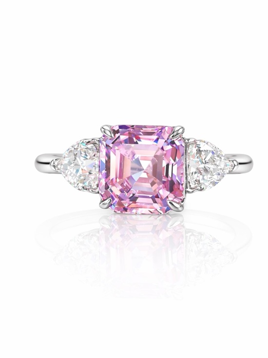 Jewelry - Asscher Cut Pink Diamond 925 Sterling Silver Ring The Jamielee